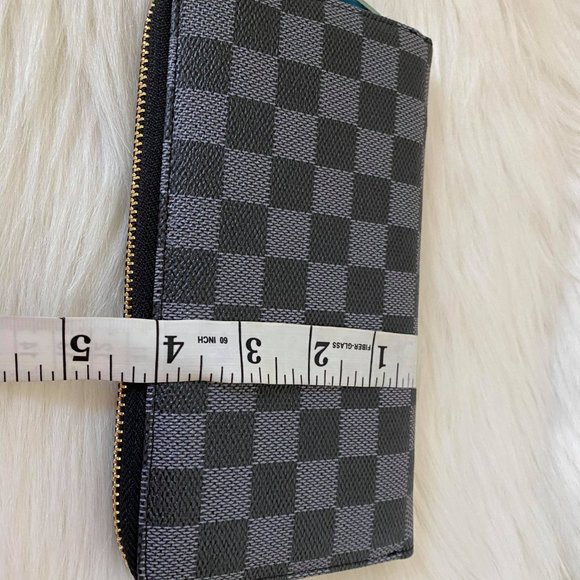 Checkered  Mono Long wallet Women Holder Bank Wallet Card Cash,zipper wallet - Picture 4 of 4